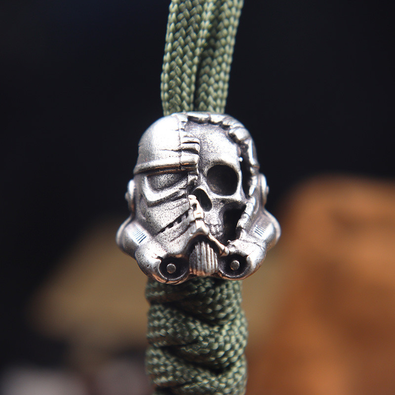Soldat mort Skull Face Cască Cuțit Snur Cuțit Mărgele Paracord Mărgele Charms din alamă Instrument EDC Brățară de supraviețuire Accesorii DIY