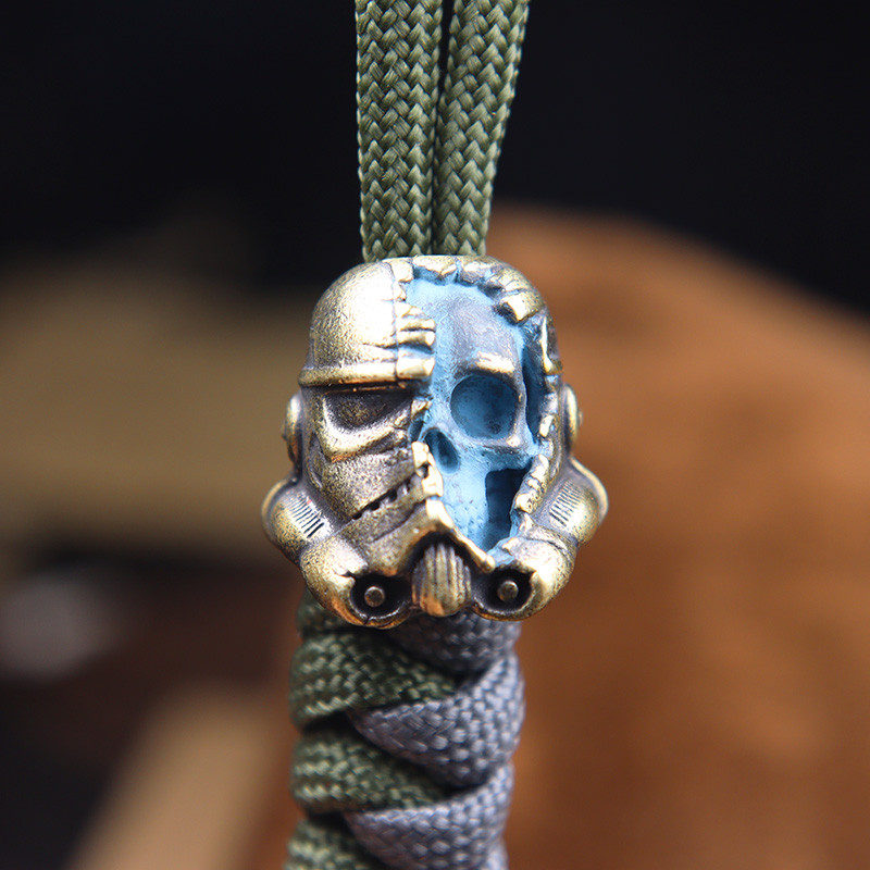Soldat mort Skull Face Cască Cuțit Snur Cuțit Mărgele Paracord Mărgele Charms din alamă Instrument EDC Brățară de supraviețuire Accesorii DIY