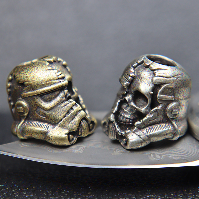 Soldat mort Skull Face Cască Cuțit Snur Cuțit Mărgele Paracord Mărgele Charms din alamă Instrument EDC Brățară de supraviețuire Accesorii DIY