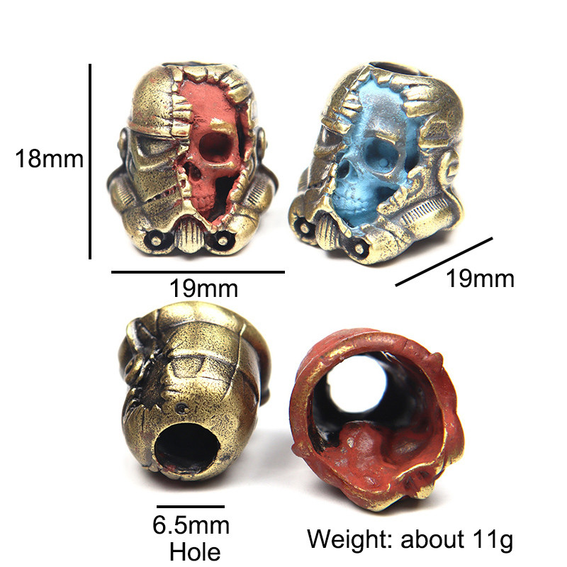 Soldat mort Skull Face Cască Cuțit Snur Cuțit Mărgele Paracord Mărgele Charms din alamă Instrument EDC Brățară de supraviețuire Accesorii DIY