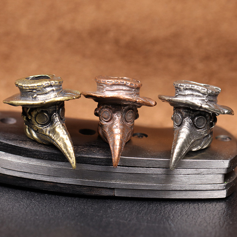 Keskaegne Euroopa Pika noka mask Doctor Messingist Nuga Helmes Paelad Ripatsid DIY Paracord EDC Välistööriist Kootud Riputus Aksessuaarid