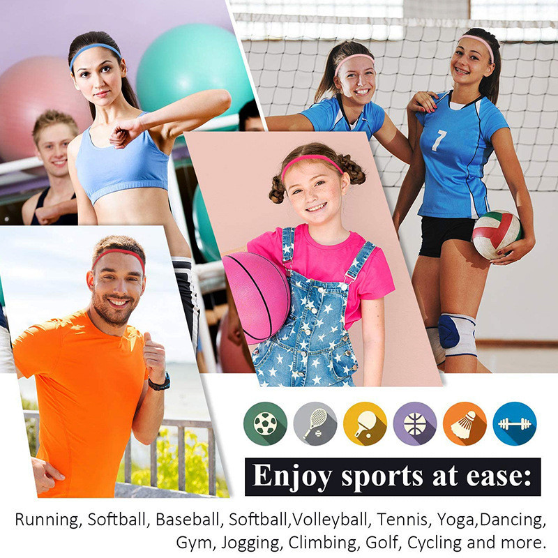 2023 Жени Мъже Цветна външна лента за глава Еластична спортна лента за глава Йога Бягане Фитнес Колоездене Лента за глава Антиперспирант Лента за коса