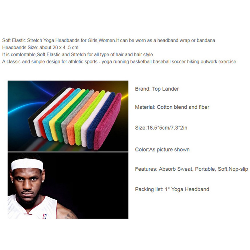 Bentiță sport Bărbați Femei Alergare Yoga Pilates Baschet GYM Benzi de păr Bumbac Transpirație Stretch Turban Elasticitate Bentite