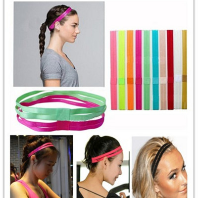 Riebaluotos jogos plaukų juostos Sportinės elastinės galvos juostos šokių dviratininkų megztos aukštos kokybės plačios galvos juostos, tamprios juostelės, sporto aksesuaras