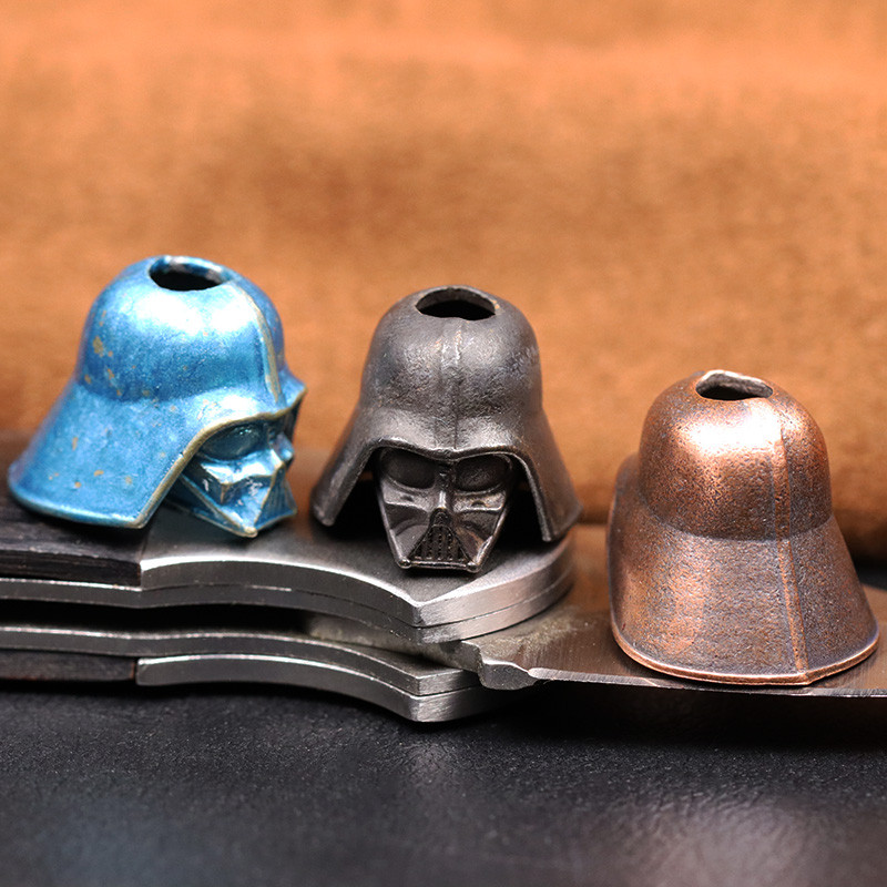 Cască de soldat Cyborg neagră Cuțit din alamă mărgele EDC în aer liber DIY Paracord țesut șnur pandantiv Bijuterii Brățări Charms Accesorii