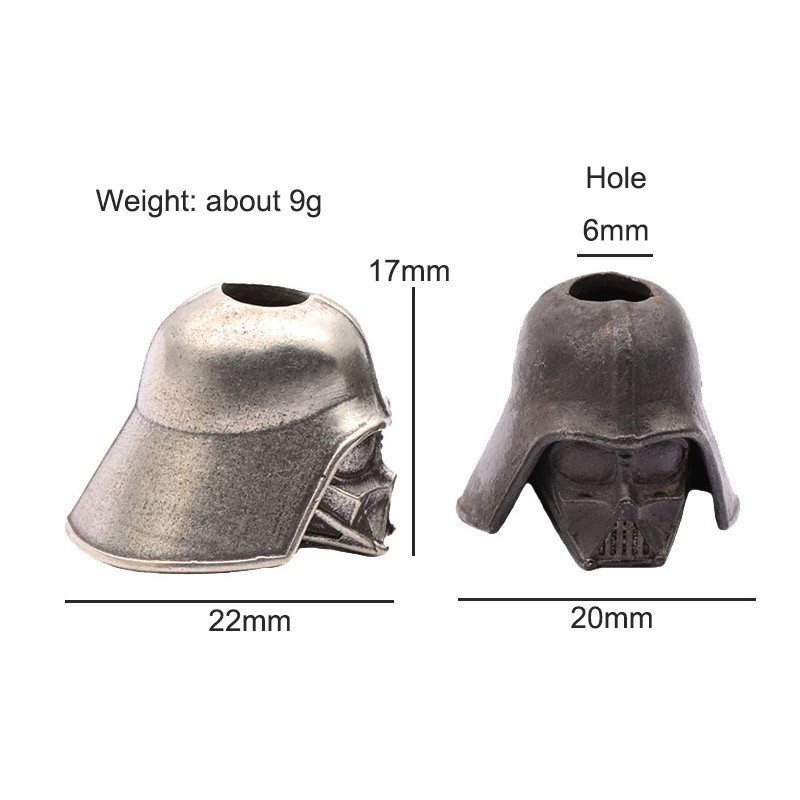 Cască de soldat Cyborg neagră Cuțit din alamă mărgele EDC în aer liber DIY Paracord țesut șnur pandantiv Bijuterii Brățări Charms Accesorii