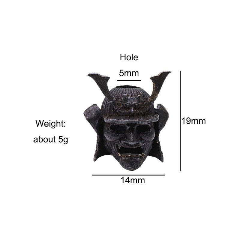 Fekete japán sas orr szamuráj sisak kés gyöngy sárgaréz szőtt paracord zsinór medál kültéri EDC esernyő kötél barkács kiegészítő