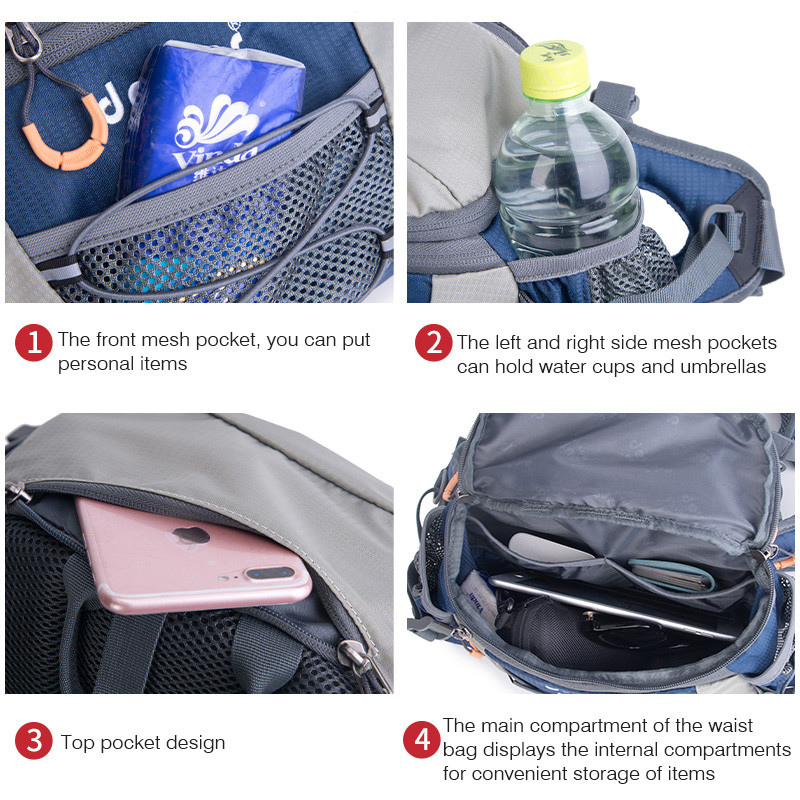 Eemaldatav kahe õlarihmaga vöökott Välismägironimise matkaseljakott, veekindel jooksukott meestele, naistele