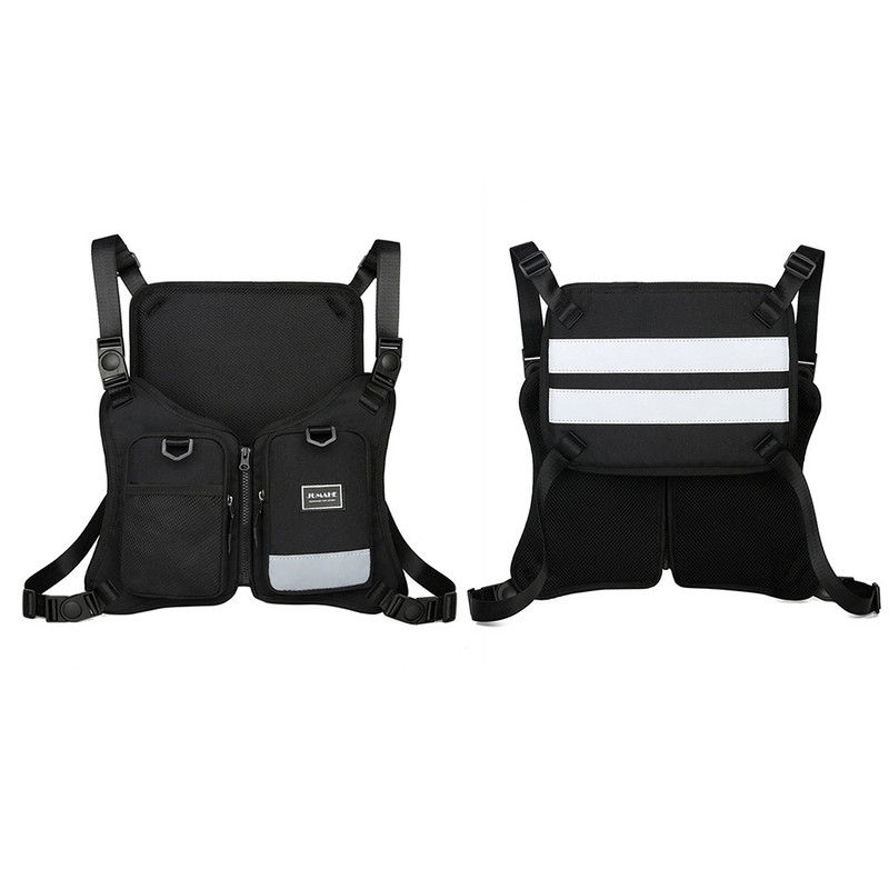 Unisex Vest taktikaline kott Moodne hip-hop tänavarõivaste rinnapuurkott, meeste rinnakott Black Bullet Vest