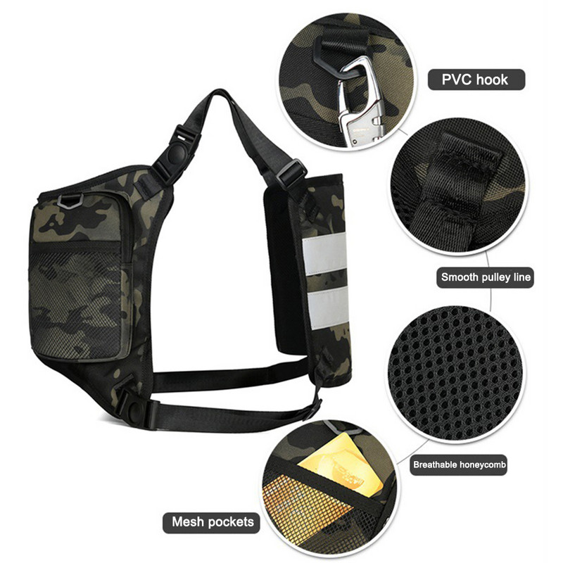 Unisex Vest taktikaline kott Moodne hip-hop tänavarõivaste rinnapuurkott, meeste rinnakott Black Bullet Vest