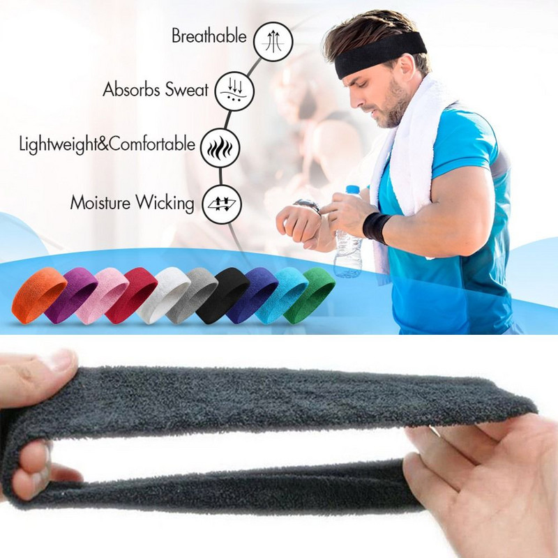 Medvilninis elastinis rankšluostis Prakaito juosta Krepšinio Sportinė Galvajuostė Moterų Sporto Salė Joga Sporto Prakaito Plaukų Juosta Tampriai Galvos Apdangalai Tinklinis