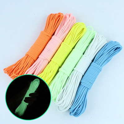 Светещо въже 9 нишки 4 mm Paracord Nylon 550 Tent Cord Glow Parachute Outdoor Bundle Lanyard Camping Survival EDC