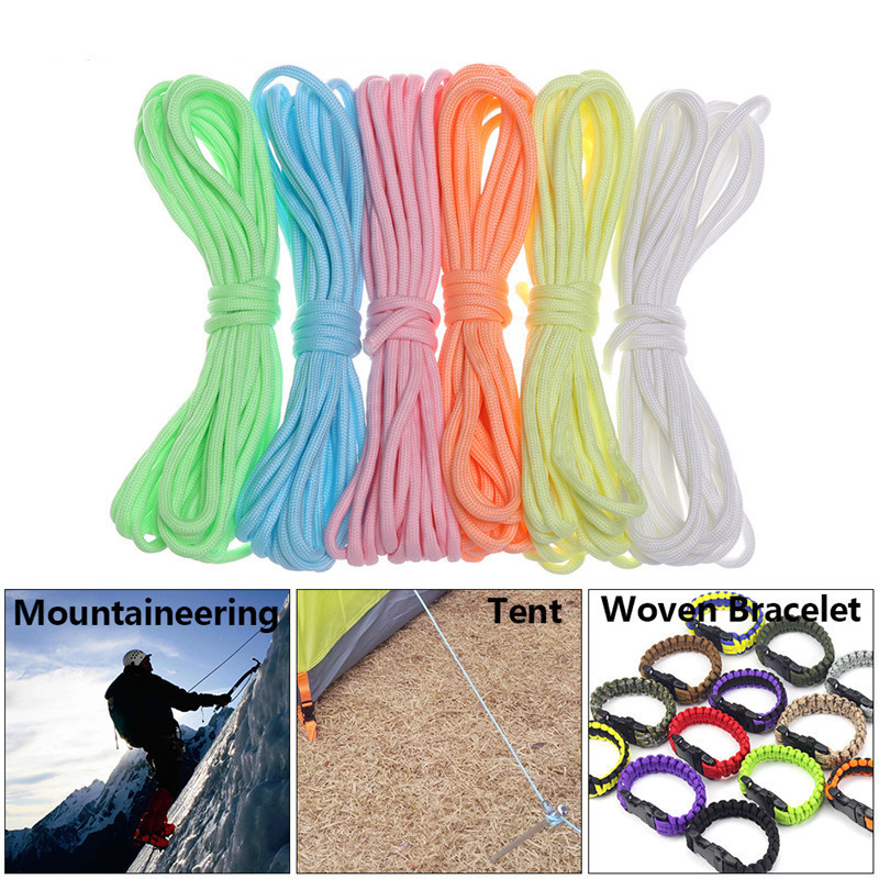 Coardă luminoasă 9 fire 4 mm Paracord Nailon 550 Snur pentru cort Parașuta strălucitoare Pachet în aer liber Snur Camping Survival EDC