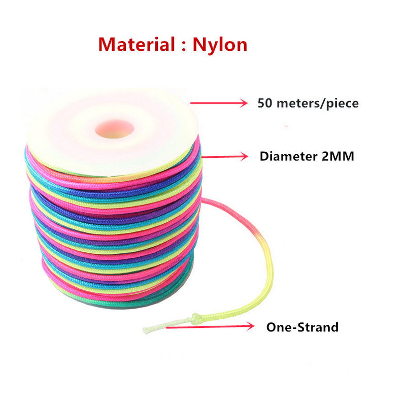 CAMPINGSKY Paracord Rainbow 2mm nailon Paracord 1-südamikuga õues telkimisköis Langevarjunööriga paeltelk Corda