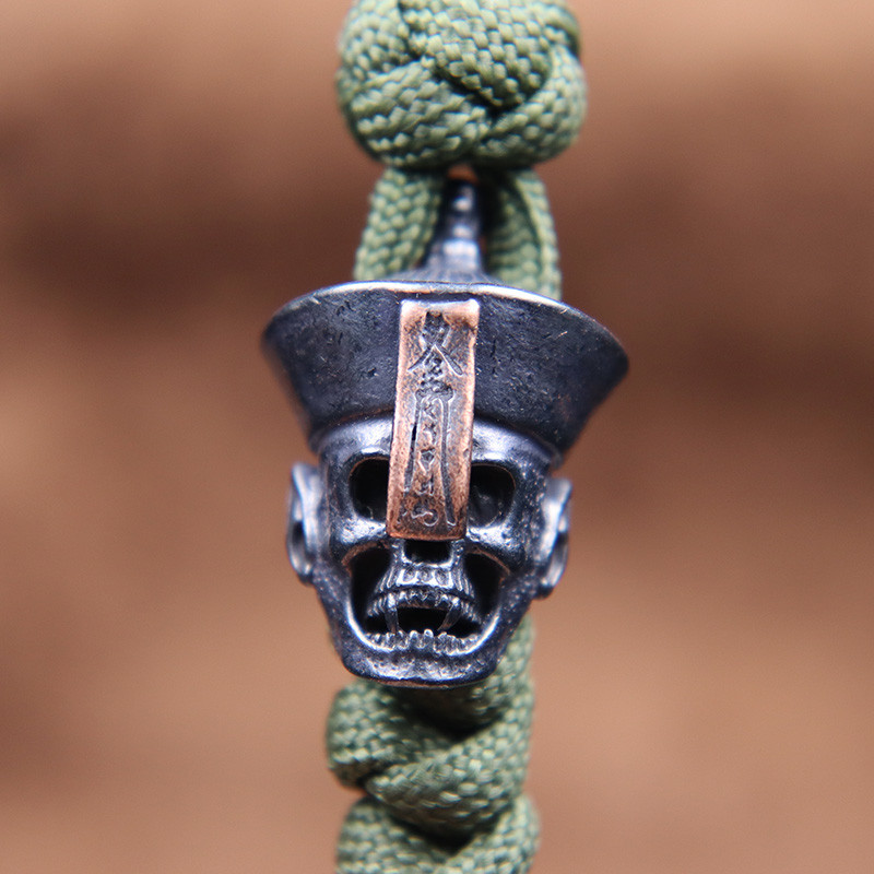Zombie Skull Face Cuțit din alamă Mărgele lucrate manual DIY Paracord țesute Snur pandantive Punk în aer liber Instrumente EDC Agățătoare Accesorii