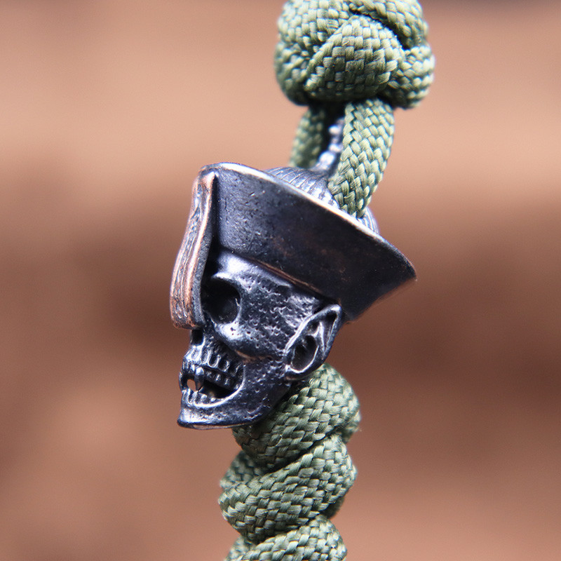 Zombie Skull Face Cuțit din alamă Mărgele lucrate manual DIY Paracord țesute Snur pandantive Punk în aer liber Instrumente EDC Agățătoare Accesorii