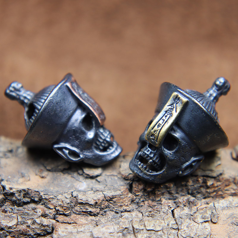 Zombie Skull Face Cuțit din alamă Mărgele lucrate manual DIY Paracord țesute Snur pandantive Punk în aer liber Instrumente EDC Agățătoare Accesorii