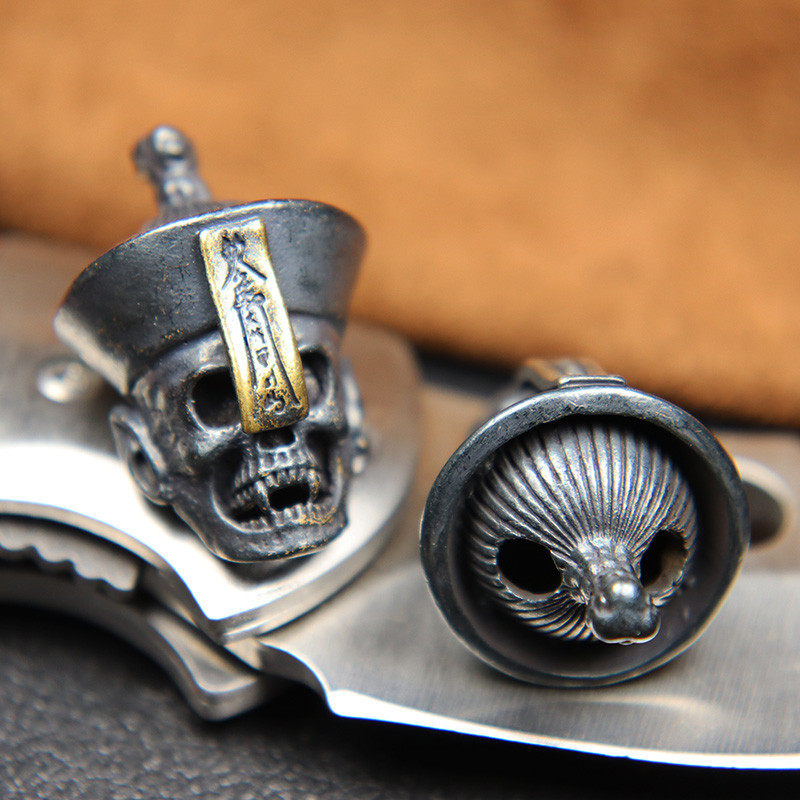 Zombie Skull Face Cuțit din alamă Mărgele lucrate manual DIY Paracord țesute Snur pandantive Punk în aer liber Instrumente EDC Agățătoare Accesorii