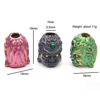 Ορειχάλκινο Fudo Buddha Head Sculpture EDC Knife Beads Κοσμήματα DIY Paracord Υφαντά κορδόνια Γούρια Αξεσουάρ Διακοσμήσεις εργαλείων εξωτερικού χώρου