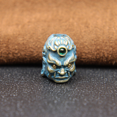 Sculptură din alamă Fudo Buddha Head EDC Cuțit Mărgele Bijuterii DIY Paracord țesut Snur Charms Accesorii Instrumente de exterior Decorații