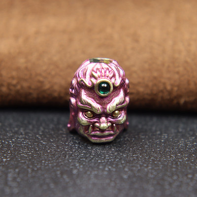 Sculptură din alamă Fudo Buddha Head EDC Cuțit Mărgele Bijuterii DIY Paracord țesut Snur Charms Accesorii Instrumente de exterior Decorații