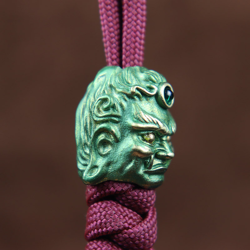 Sculptură din alamă Fudo Buddha Head EDC Cuțit Mărgele Bijuterii DIY Paracord țesut Snur Charms Accesorii Instrumente de exterior Decorații