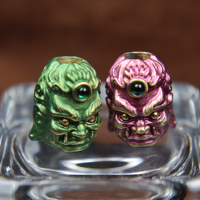 Sculptură din alamă Fudo Buddha Head EDC Cuțit Mărgele Bijuterii DIY Paracord țesut Snur Charms Accesorii Instrumente de exterior Decorații