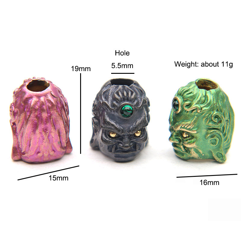 Sculptură din alamă Fudo Buddha Head EDC Cuțit Mărgele Bijuterii DIY Paracord țesut Snur Charms Accesorii Instrumente de exterior Decorații