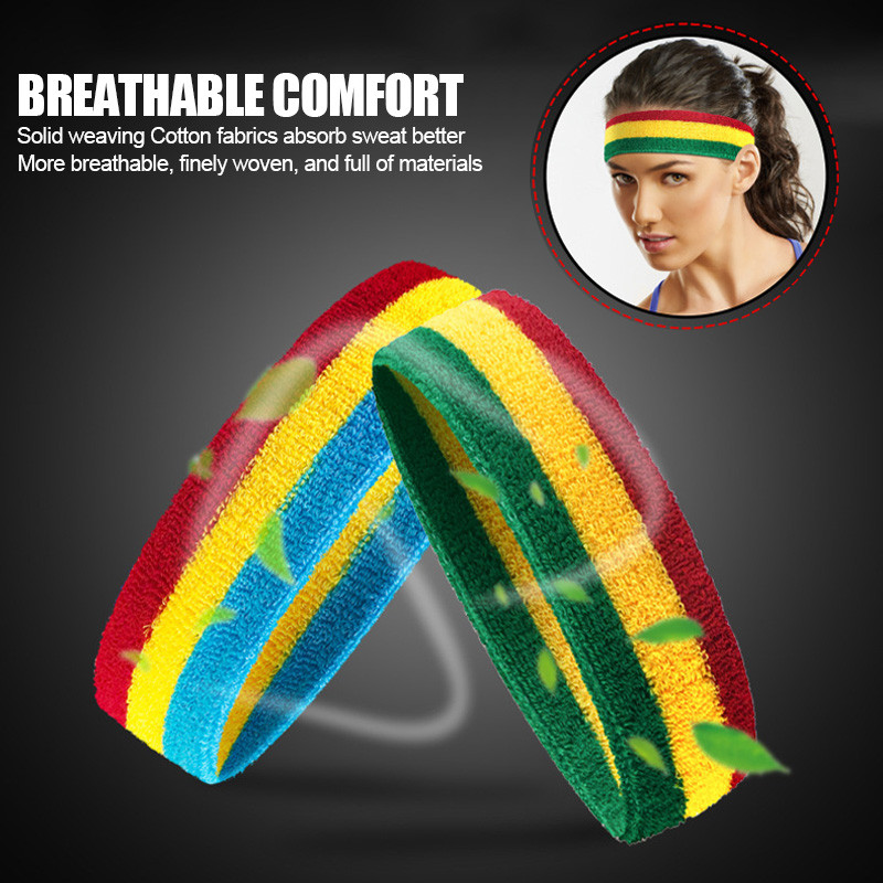 Цветни спортни йога лента за коса Жени Мъже Потни ленти за глава Еластични гумени дишащи ленти за пот Футболни аксесоари за йога за бягане