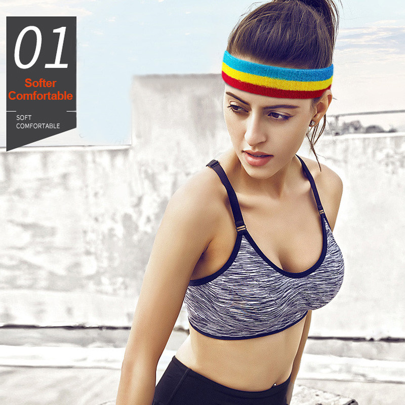 Цветни спортни йога лента за коса Жени Мъже Потни ленти за глава Еластични гумени дишащи ленти за пот Футболни аксесоари за йога за бягане