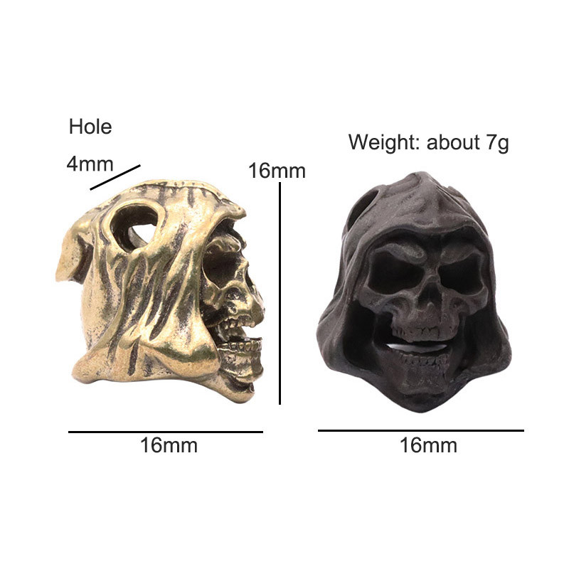 Must Grim Reaper Koljupea Messingist Noa Helmed EDC DIY Välistingimustes Paracord Kootud Paelad Ripatsid Ehted Punk Vintage Aksessuaarid