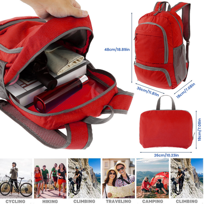 30L kokkupandav kerge pakitav kott Ultrakerge väliseljakott Veekindel matkareisi seljakott Kokkupandav päevakoti kott