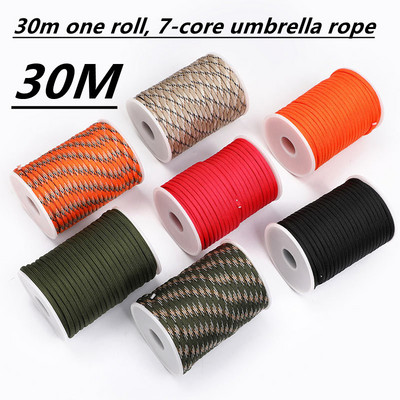 7-Core 550 Paracord 100FT(31M) 4mm парашутно въже Комплект въжета за оцеляване на къмпинг на открито Чадър Палатка Каишка за ремък