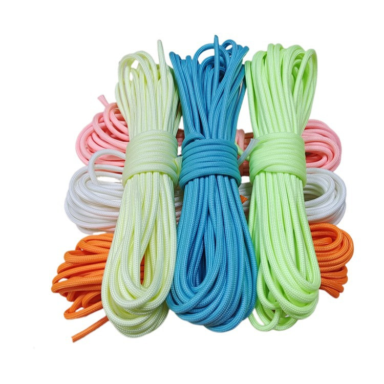 4 mm/9 mag világító esernyőkötél Világító ejtőernyőzsinór kötél kemping kötözőkötél fluoreszkáló sátor kötél túlélő felszerelések