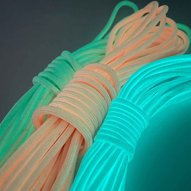 4 mm/9 mag világító esernyőkötél Világító ejtőernyőzsinór kötél kemping kötözőkötél fluoreszkáló sátor kötél túlélő felszerelések