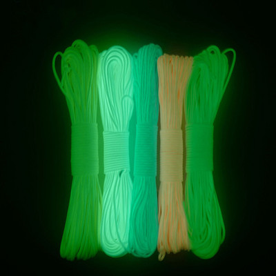 5 цвята, светещи в тъмното, светещ паракорд 550, 100 фута парашутен шнур, ремъчно въже, 7 нишки ядра, къмпинг за оцеляване на открито