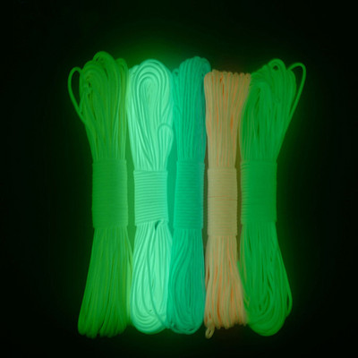 5 Colors Glow In The Dark Luminous Paracord 550 100FT Parachute Cord Lanyard Rope 7 Strands Cores Outdoor Survival Camping