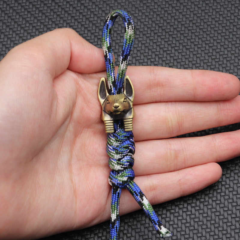 Mjedena Anubisova glava Nož Perle Na otvorenom DIY Alati EDC Uzice Privjesci Privjesci za ključeve Pribor