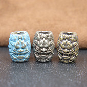 Cap de dragon din alamă sculptat cilindru umbrelă frânghie cuțit margele bricolaj paracord brățări accesorii țesute manual pandantive cu șnur