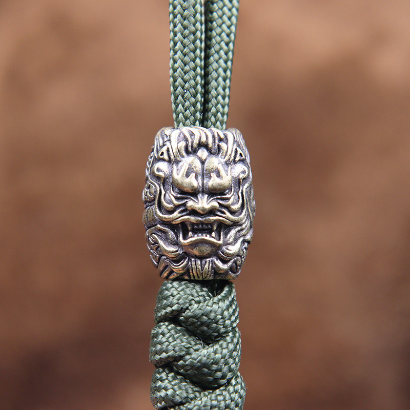 Cap de dragon din alamă sculptat cilindru umbrelă frânghie cuțit margele bricolaj paracord brățări accesorii țesute manual pandantive cu șnur
