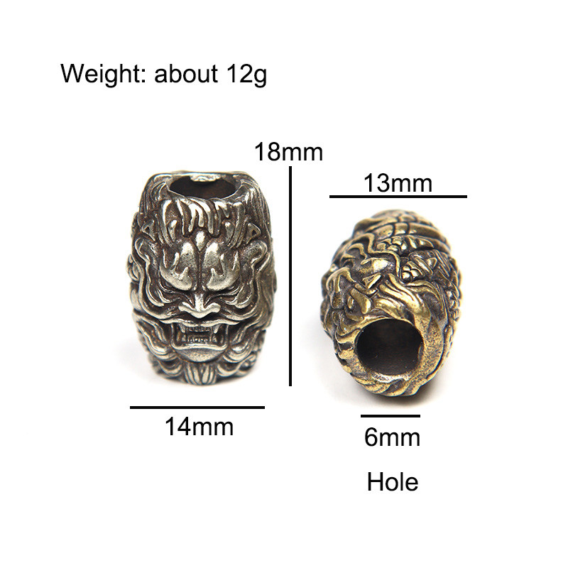 Cap de dragon din alamă sculptat cilindru umbrelă frânghie cuțit margele bricolaj paracord brățări accesorii țesute manual pandantive cu șnur