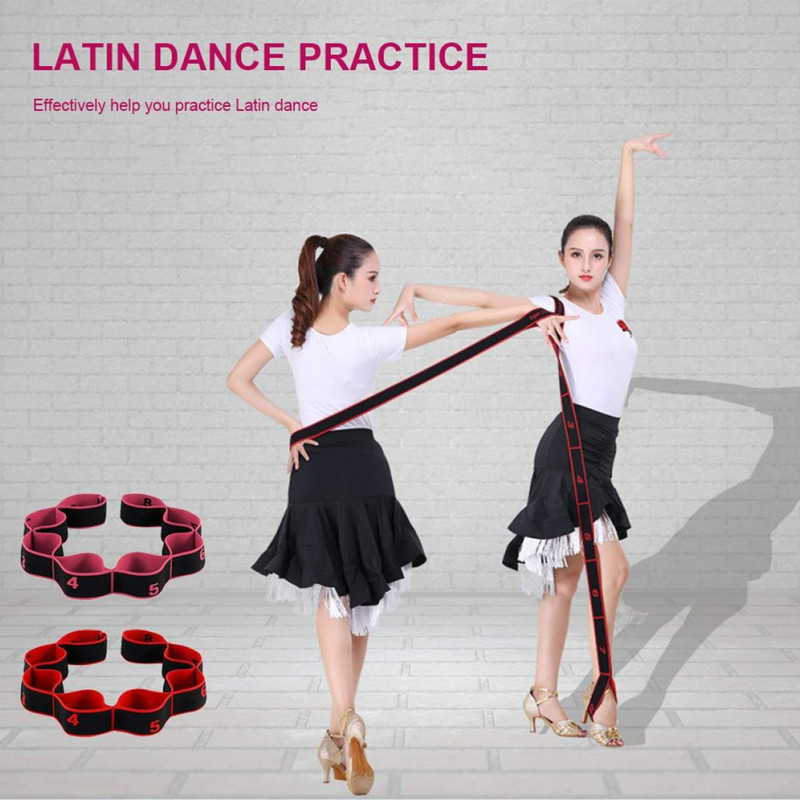 Йога каишка за издърпване колан експандер гимнастика момиче латински танци еластична лента пилатес тренировъчен колан фитнес ластик