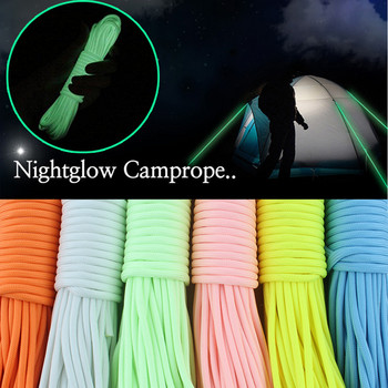 4mm Luminous Paracord 9 Core 550 Outdoor Fluorescent Rope Nylon Tent Cord Glow Parachute Cord Lanyard Camping Survival Ropes