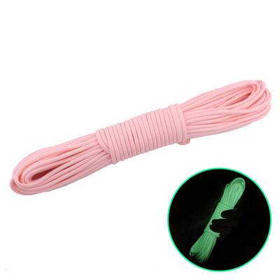 Paracord luminos de 4 mm, 9 miezuri, 550, frânghie fluorescentă în aer liber, cort din nailon, cordon de parașută strălucitor, șnur, corzi de supraviețuire pentru camping