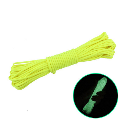 Paracord luminos de 4 mm, 9 miezuri, 550, frânghie fluorescentă în aer liber, cort din nailon, cordon de parașută strălucitor, șnur, corzi de supraviețuire pentru camping