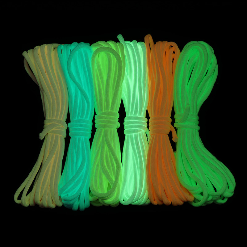 Paracord luminos de 4 mm, 9 miezuri, 550, frânghie fluorescentă în aer liber, cort din nailon, cordon de parașută strălucitor, șnur, corzi de supraviețuire pentru camping
