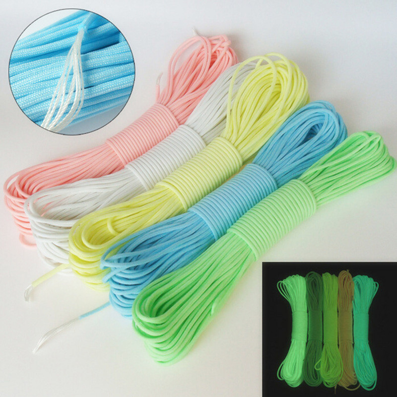 Paracord luminos de 4 mm, 9 miezuri, 550, frânghie fluorescentă în aer liber, cort din nailon, cordon de parașută strălucitor, șnur, corzi de supraviețuire pentru camping