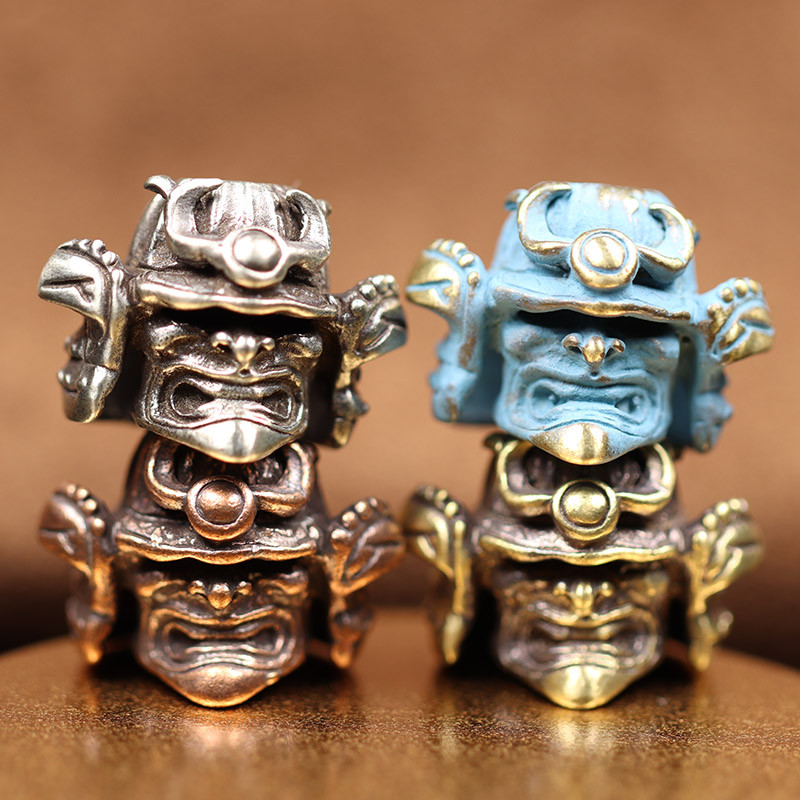 Samurai japonezi generali cască cap de craniu din alamă cuțit mărgele în aer liber EDC bricolaj paracord șnur breloc pandantiv accesorii instrumente