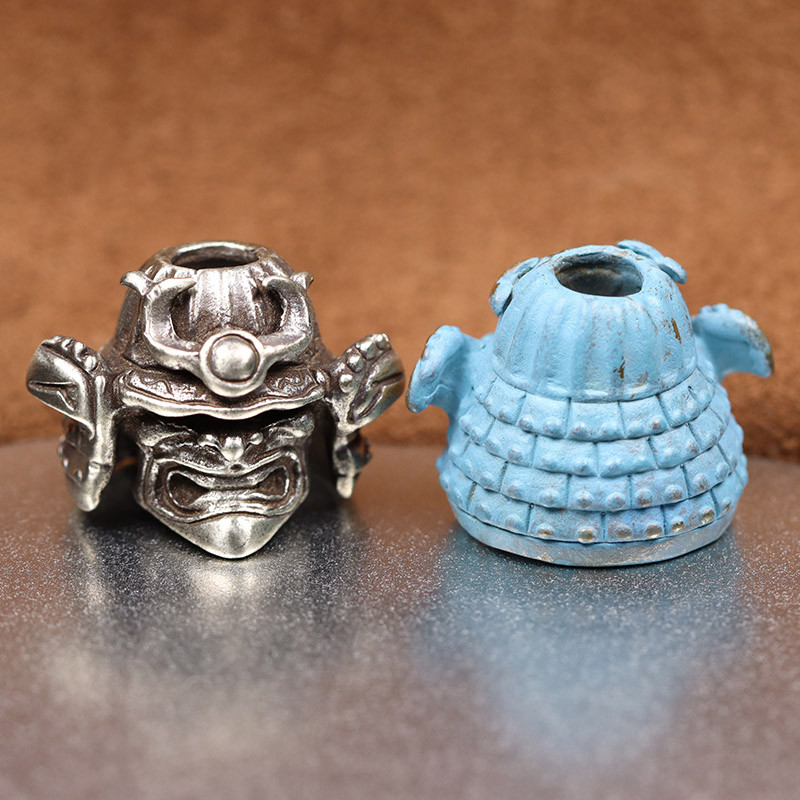 Samurai japonezi generali cască cap de craniu din alamă cuțit mărgele în aer liber EDC bricolaj paracord șnur breloc pandantiv accesorii instrumente