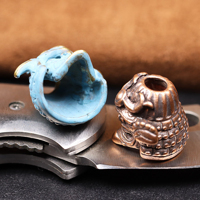 Samurai japonezi generali cască cap de craniu din alamă cuțit mărgele în aer liber EDC bricolaj paracord șnur breloc pandantiv accesorii instrumente